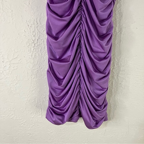 Lucy In The Sky Rhinestone Detail Halter Cut Out Bodycon Dress in Purple - Picture 6 of 12